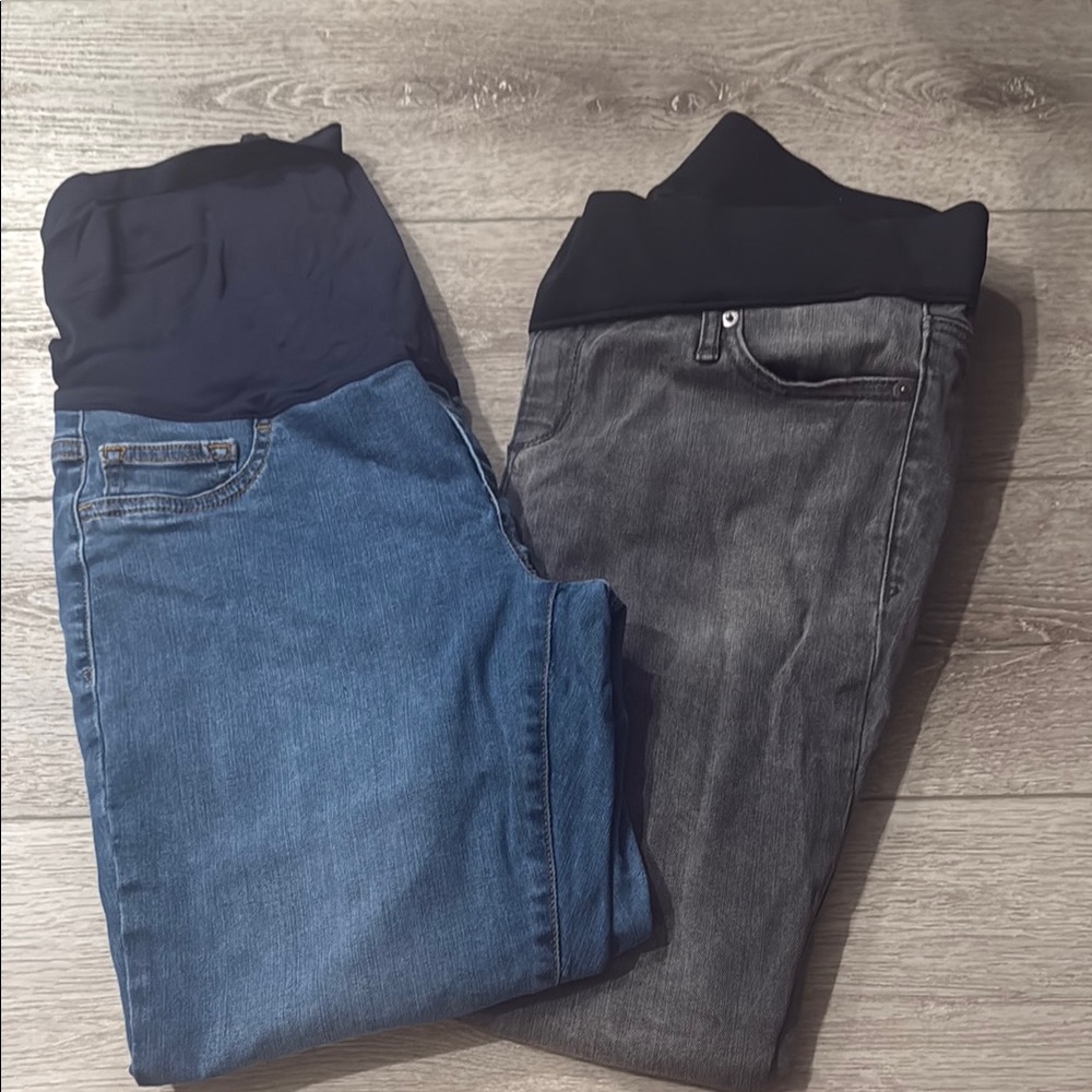 Stylish Blue and Gray Women's Maternity Jeans